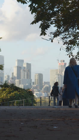 Vertical-Video-Of-View-Of-City-Skyline-From-Royal-Observatory-In-Greenwich-Park-London-UK